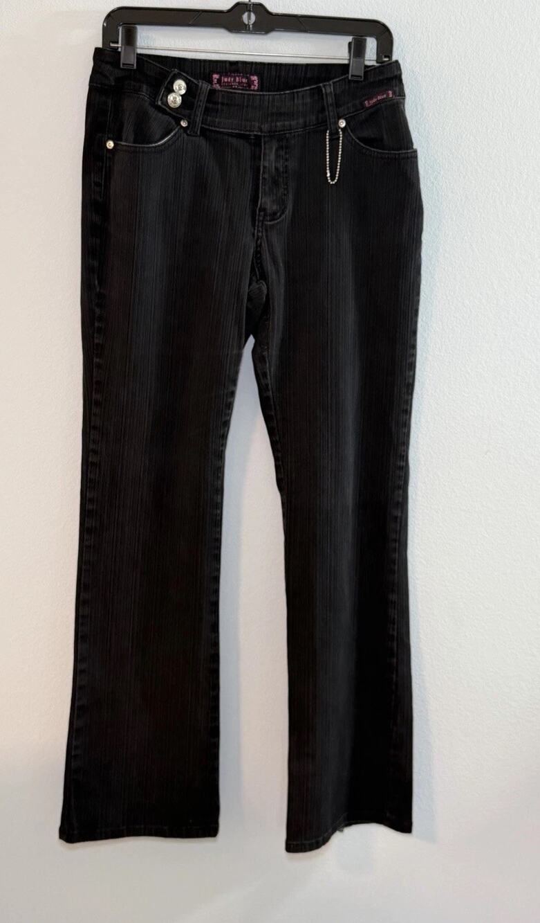 Judy Blue Designer Jeans Pink Label Dark Gray Stripe No Back Pockets Western L